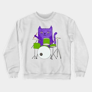 Drummer Kitty Crewneck Sweatshirt